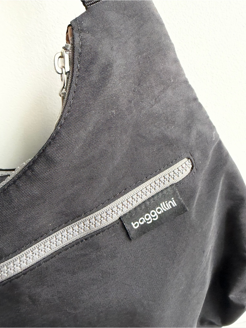 Baggallini Charcoal Canvas Shoulder Bag with Gray Trim